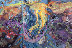 Space Dragon Dance, 6' X 4' triptych acrylic on canvas
